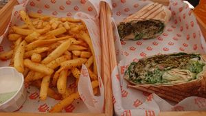 Wrap and fries at iBO Falafel in Wroclaw