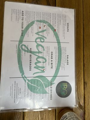 The menu (in English)  at iBO Falafel in Wroclaw