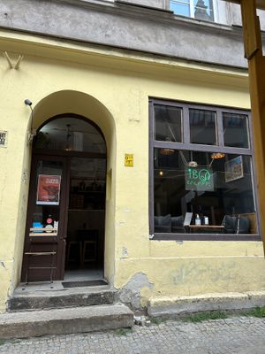 Front of the restraunt (has lovely outdoor seating)  at iBO Falafel in Wroclaw