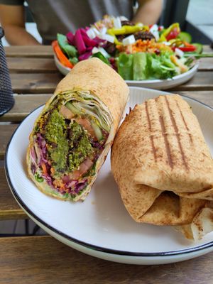 Mustard Wrap and Falafel plate at iBO Falafel in Wroclaw