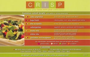 Crisp menu at Crisp - Lower Manhattan in New York City