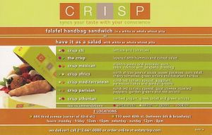 Crisp menu at Crisp - Lower Manhattan in New York City