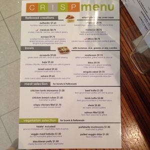 all flatbreads and bowls and burgers can be vegetarianised!  at Crisp - Lower Manhattan in New York City