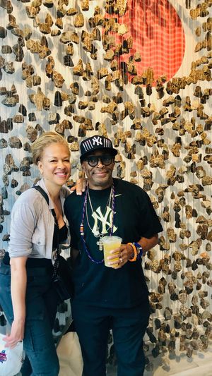 Spike Lee and Tonya Lewis Lee visiting MV Salads  at MV Salads in Oak Bluffs