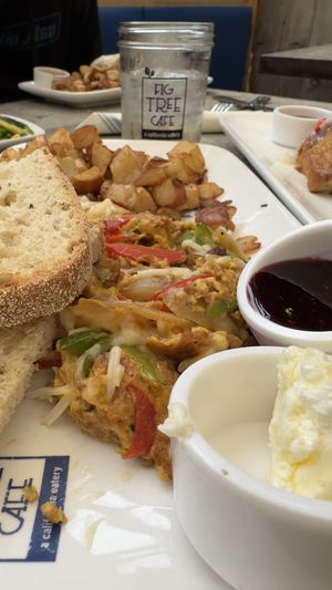 Vegan breakfast scramble with just egg, sausage, vegan cheese and fresh rosemary potatoes    at Fig Tree Cafe - Pacific Beach in San Diego