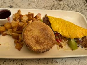 Italian plant-based omelet  at Fig Tree Cafe - Pacific Beach in San Diego