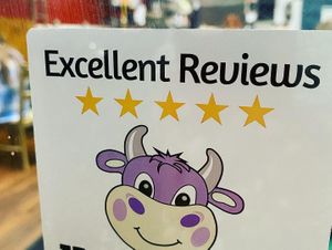 Happy Cow sticker   at Vegos in Albuquerque