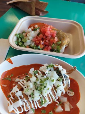 Chile relleno and Seitan burrito at Vegos in Albuquerque