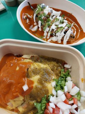 Stuffed sopa seitan xmas and a relleno at Vegos in Albuquerque
