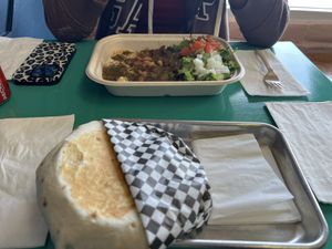 Seitan burrito bowl and Loco Tortarittos ! Awesome brunch! #Veganuary at Vegos in Albuquerque
