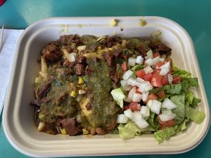 Loaded fries… super yummy, I just wish the fries were a little bit crispier.  at Vegos in Albuquerque