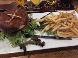 Impossible with fries at Wicked Barley Brewing Company in Jacksonville