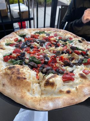 Portabella and spinach pizza with vegan mozz at Wicked in Mashpee