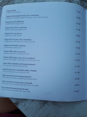 Drink menu at TINKA BAR & BISTROT in Nago-torbole