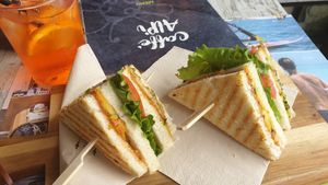 Club Sandwhich with Tempeh Bacon at TINKA BAR & BISTROT in Nago-torbole