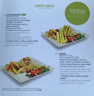 Lunch menu 12:00-14:30 at TINKA BAR & BISTROT in Nago-torbole