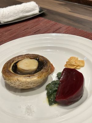 Shitake mushroom & beetroot  at Yasaiya Teppanyaki Vegetables in Tokyo