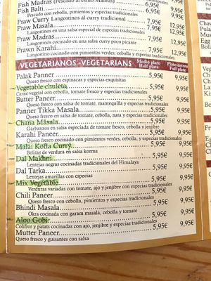 Platos Principales (hace falta pedir arroz y pan aparte) at Bollywood Indian Tandoor in Tenerife