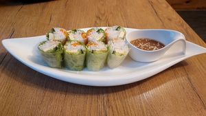Rolls with peanut butter sauce #Veganuary at Dobro Jutro Vietnam - Good morning Vietnam in Ljubljana