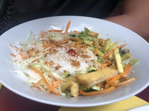 fresh noodle mix with fried tofu at Dobro Jutro Vietnam - Good morning Vietnam in Ljubljana