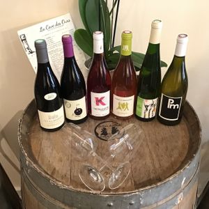 All of our wines are organically or biodynamically grown and most are natural wines! We have a rotating selection of 6 wines by the glass for you to try!  at La Cave des Ours  in Aix-en-provence