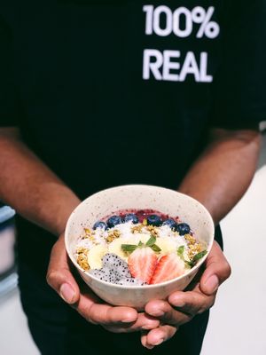 Vegan organic gluten free refined sugar free Aloha acai bowl at MYLK LAB by Genki in Dubai