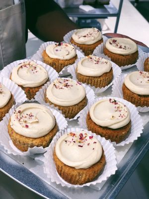 Vegan gluten free refined sugar free rose maple cupcakes at MYLK LAB by Genki in Dubai