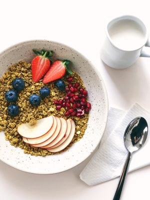 Vegan gluten free refined sugar free homemade granola with almond mylk at MYLK LAB by Genki in Dubai