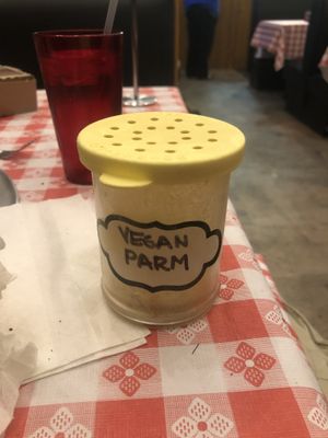 Vegan parm!!! Ahhh it’s nootch but still wow at Brick Oven Pizzeria in Omaha