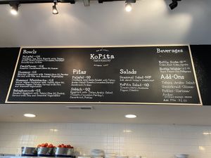 Menu at KoPita in Knoxville