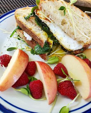 Breakfast In Bread sandwich on local sourdough from Bread at Durango Natural Foods in Durango