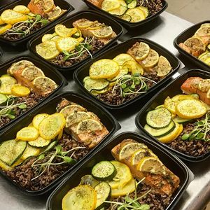 Baked Lemon Salmon with Squash and Wild Rice meal prep kits at Durango Natural Foods in Durango