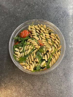 Pesto Pasta Salad (with house-made pesto)
(Vegan/Gluten-Free) at Durango Natural Foods in Durango
