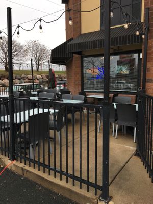 Outside seating April 2023 at El Azteca in Apple Valley