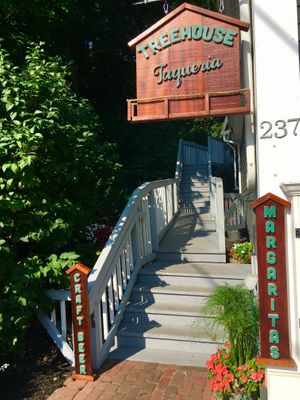 Stairway to taco heaven! at Treehouse Taqueria in Ogunquit