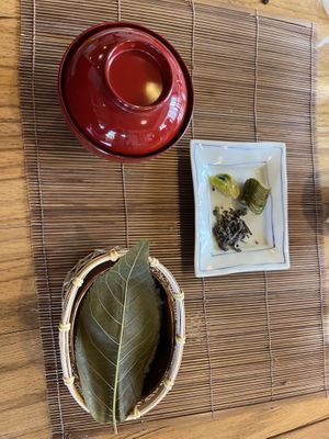 Rice, veggies, kelp, sprouts   at Hanafubuki in Ito