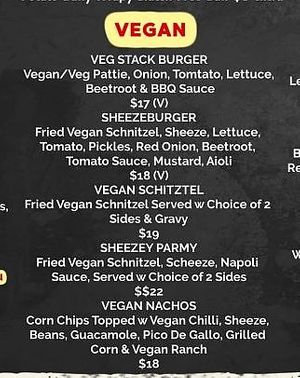 Vegan Menu at The Club Hotel in Bundaberg
