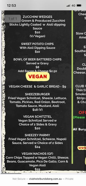 Updated menu - December 2021 at The Club Hotel in Bundaberg