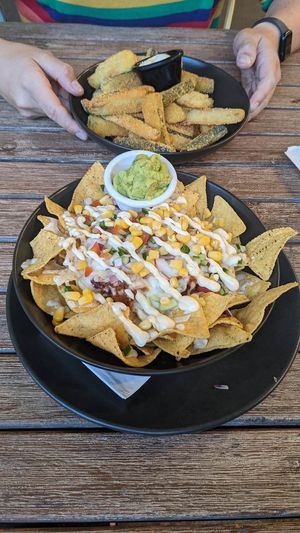 Nachos with a side of zucchini chips at The Club Hotel in Bundaberg