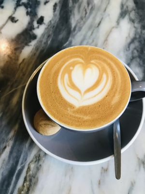 Cappuccino with oat milk   at Dede's in Lisbon