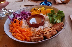 Poke satay at Dorothy's Veggie Bistro in La Cueva