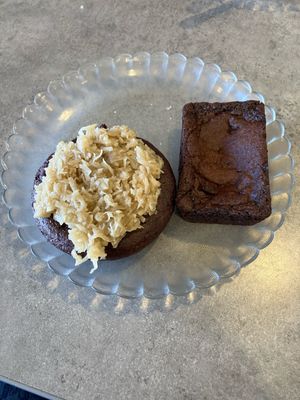 German chocolate and a brownie. Yum!!  at No Cow Bakery in Castle Rock