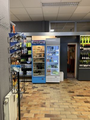 Fridge and freezer at Le Raccard Épicerie in Argentiere