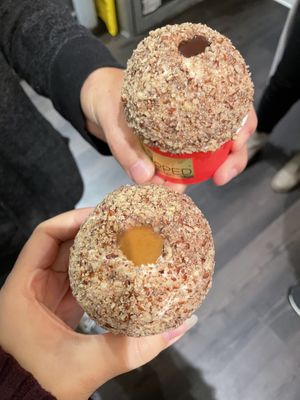 Chocolate and coffee sauce with pecan topping  at Whipped Urban Dessert Lab in New York City