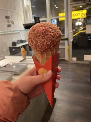 Strawberry shortcake in a cone  at Whipped Urban Dessert Lab in New York City