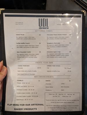 Menu: side number one. Dated December 29th, 2023. at Whipped Urban Dessert Lab in New York City