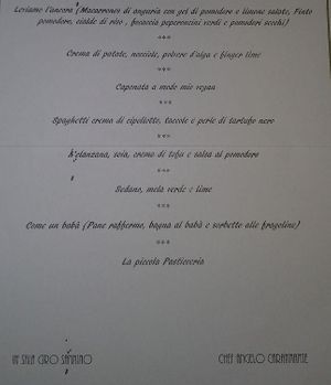 Menu at Caracol  in Bacoli