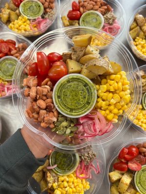 Bold, fresh, and packed with texture 🌱 This chimichurri grain bowl with roasted potatoes, corn, tomatoes, and pumpkin seeds hits every bite just right. at Local Beet in Yakima