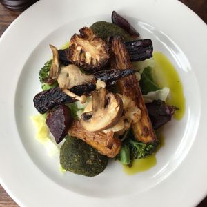 Spinach & Tarragon Fritters - absolutely delicious !  at Crown & Anchor in Chichester