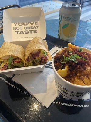 Falafel wrap and mac&cheese  at Beatnic - Fashion District in New York City